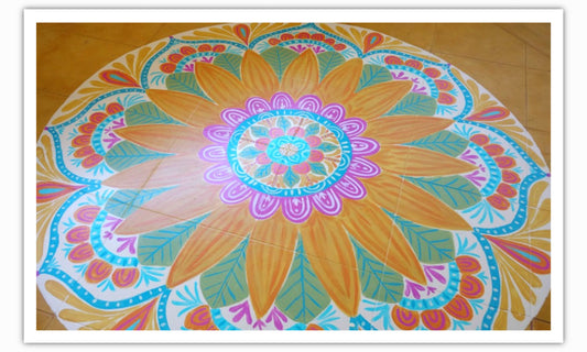 Art studio hand painted floor mandala