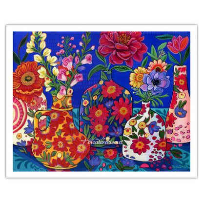 Floral Flower Vases - Art Print