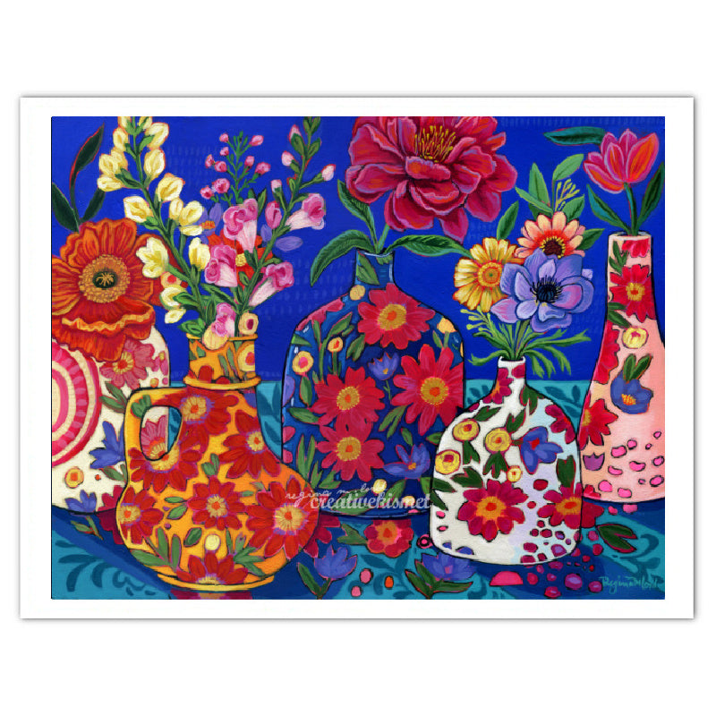 Floral Flower Vases - Art Print