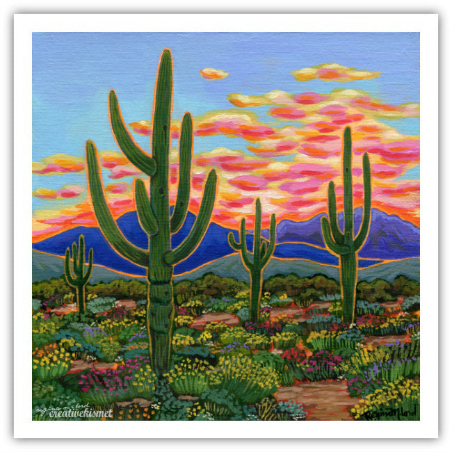 Saguaro Sunset Glow - Art Print