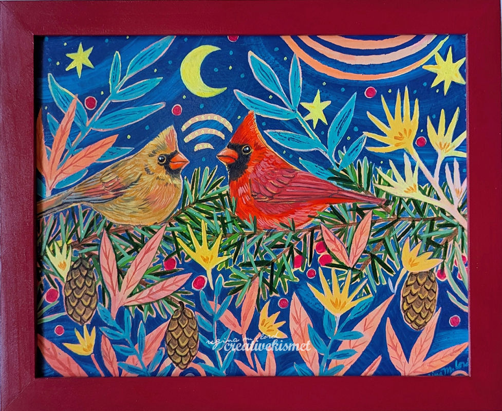 Two Cardinals - 8 x 10 Original Art by Regina Lord