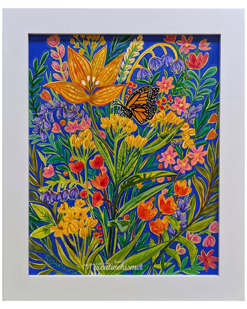 Garden Visitor - 8 x 10 Framed Original Artwork