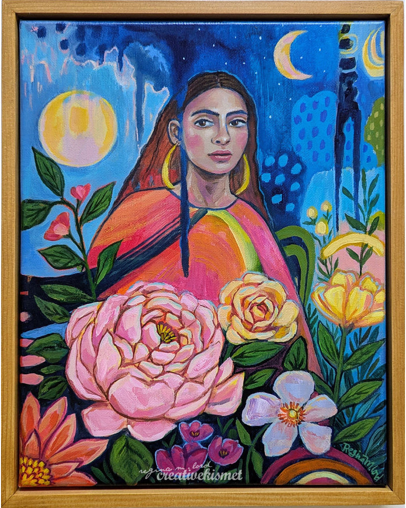 Sun and Moon Garden - 11 x 14 Original Painting