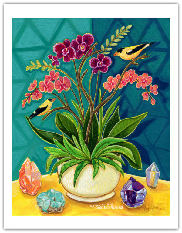 Orchids and Crystals - Art Print
