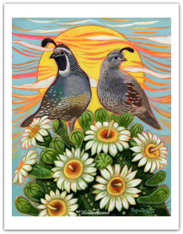 Portrait of a Quail Couple - Art Print