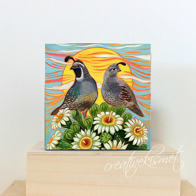 Art Block - Portrait of a Quail Couple