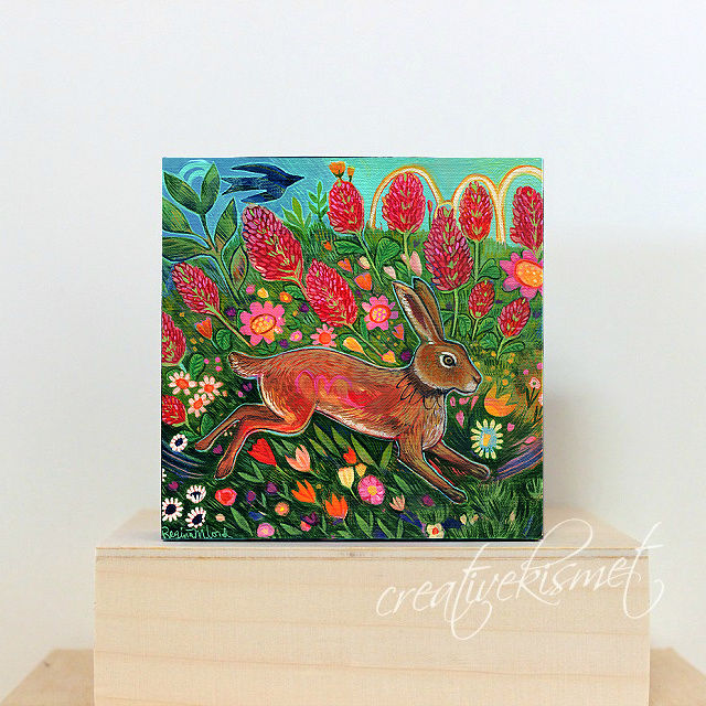 Art Block - Rabbit & Red Clover