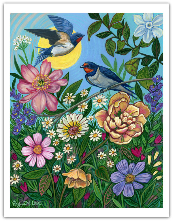 Two Swallows - Art Print