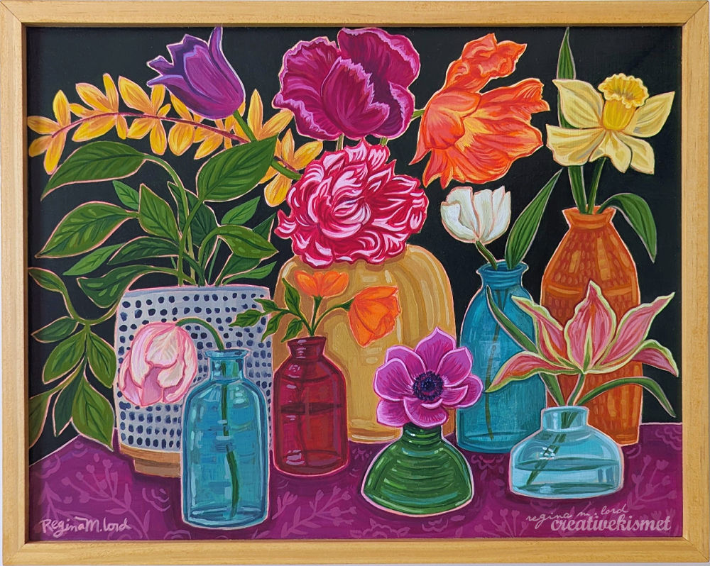 Botanical Gathering - 11 x 14 Framed Original Artwork