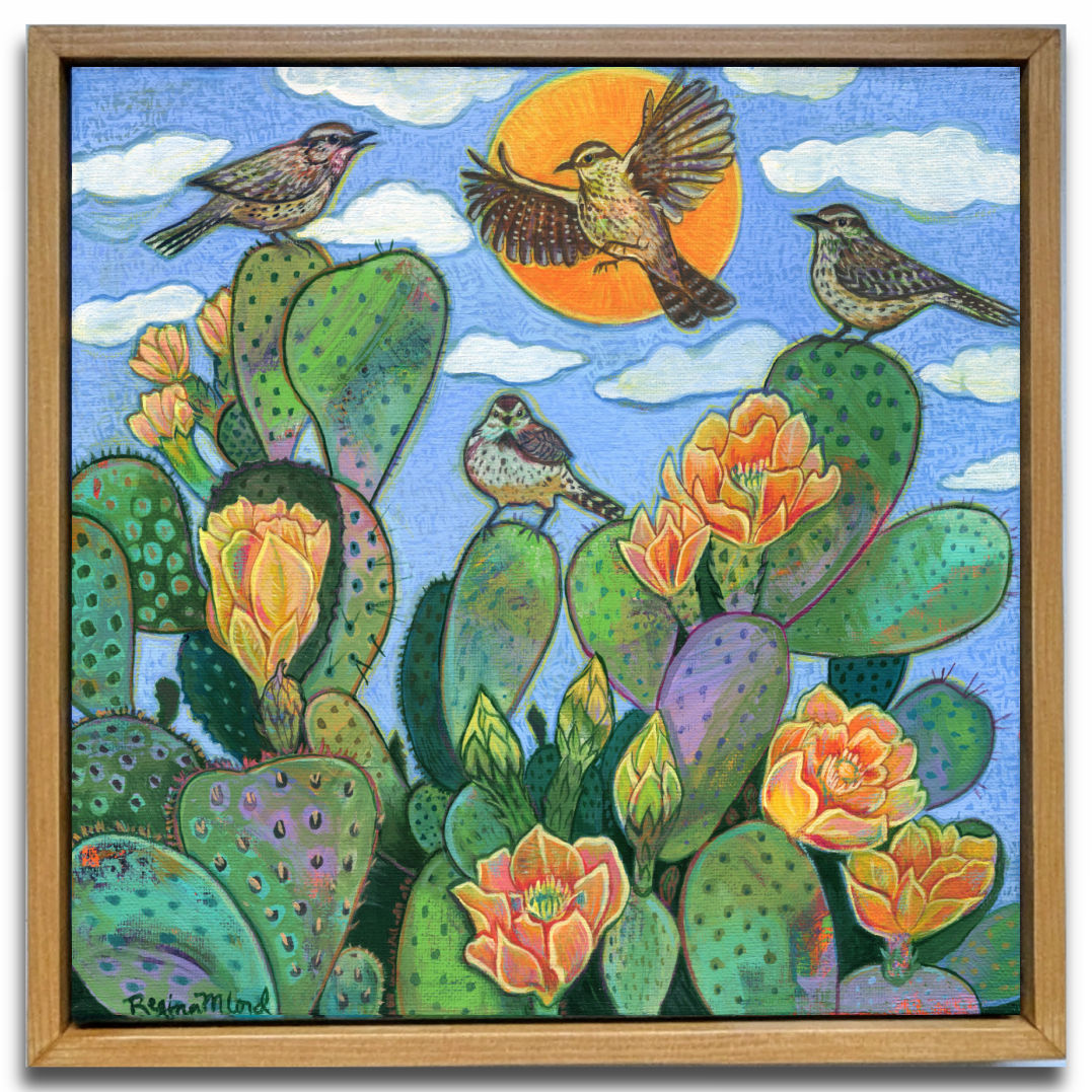 Desert Bloom Celebration - 12 x 12 Framed Original Artwork