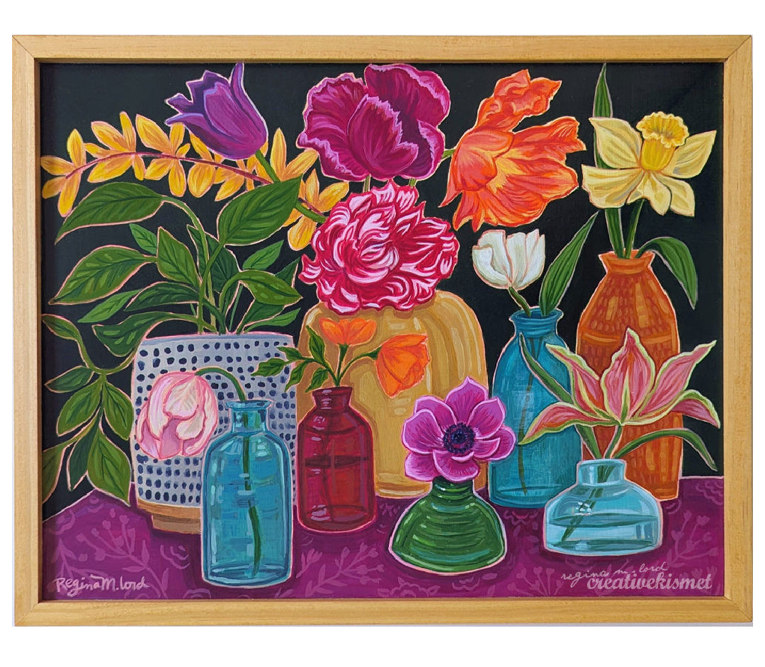 Botanical Gathering - 11 x 14 Framed Original Artwork