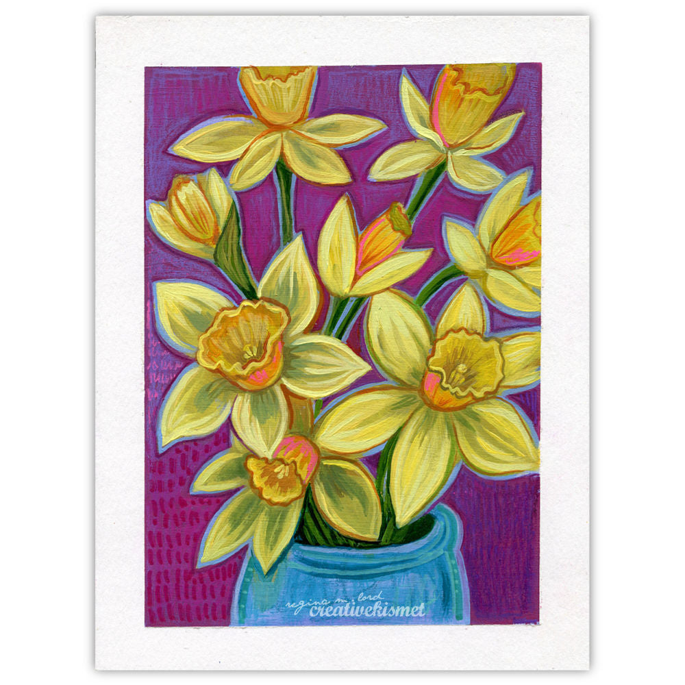 Daffodil Violet - 6 x 8 Original Painting on Paper