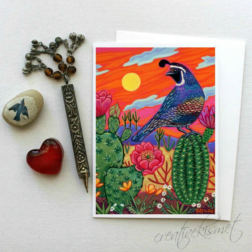 Desert Quail Song - 5x7 Art Card with Envelope