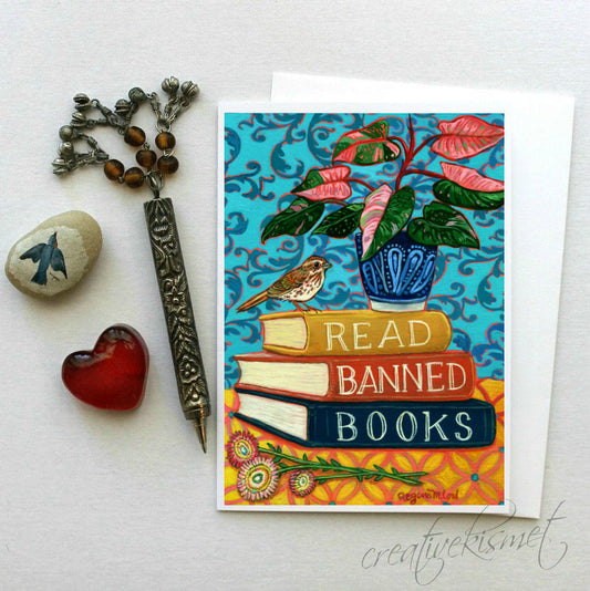 Read Banned Books - 5x7 Art Card with Envelope
