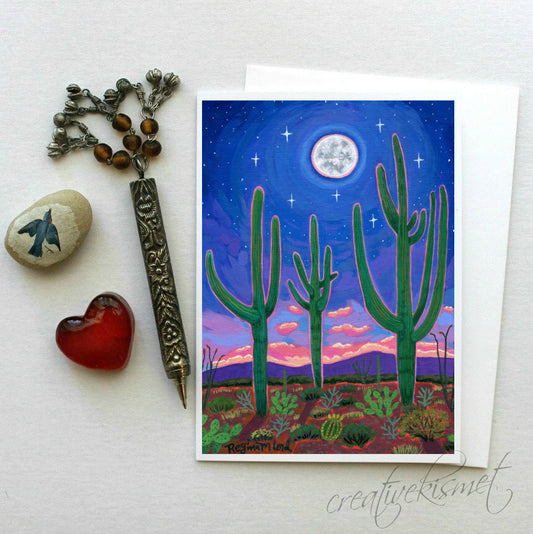 Saguaro Moon Dance - 5x7 Art Card with Envelope