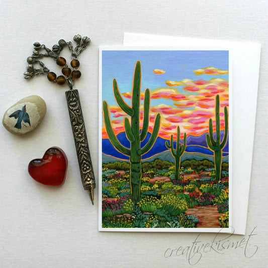 Saguaro Sunset - 5x7 Art Card with Envelope