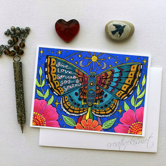 Sparkle Butterfly - 5x7 Art Card with Envelope