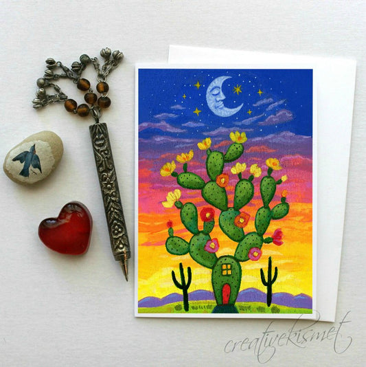 Cactus Home - 5x7 Art Card with Envelope