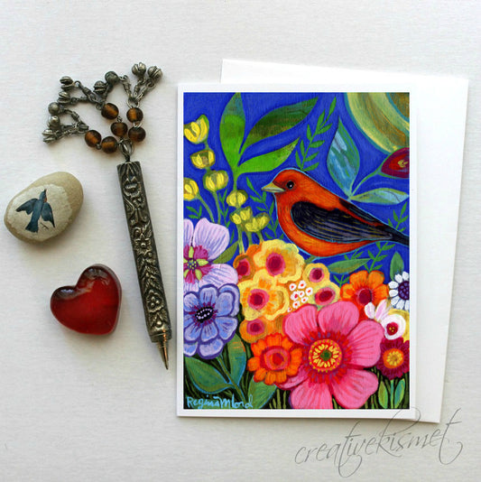 Scarlet's Floral Dream - 5x7 Art Card with Envelope
