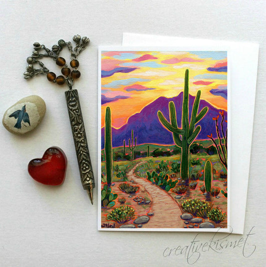 Saguaro Sunset Trail - 5x7 Art Card with Envelope