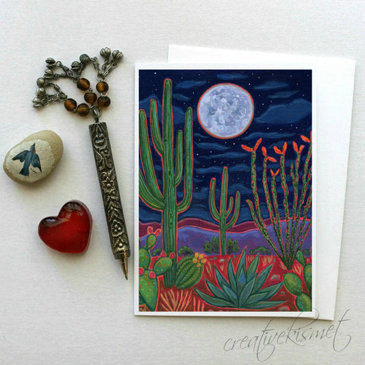 Saguaro Moon - 5x7 Art Card with Envelope