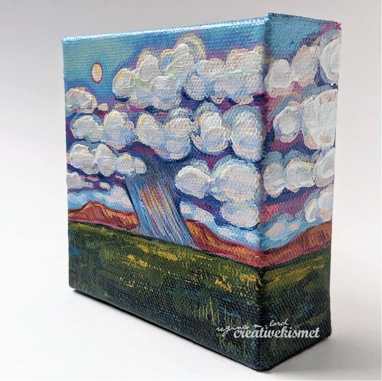 Mini Arizona Landscape - Monsoon Pass - 4 x 4 Original Artwork