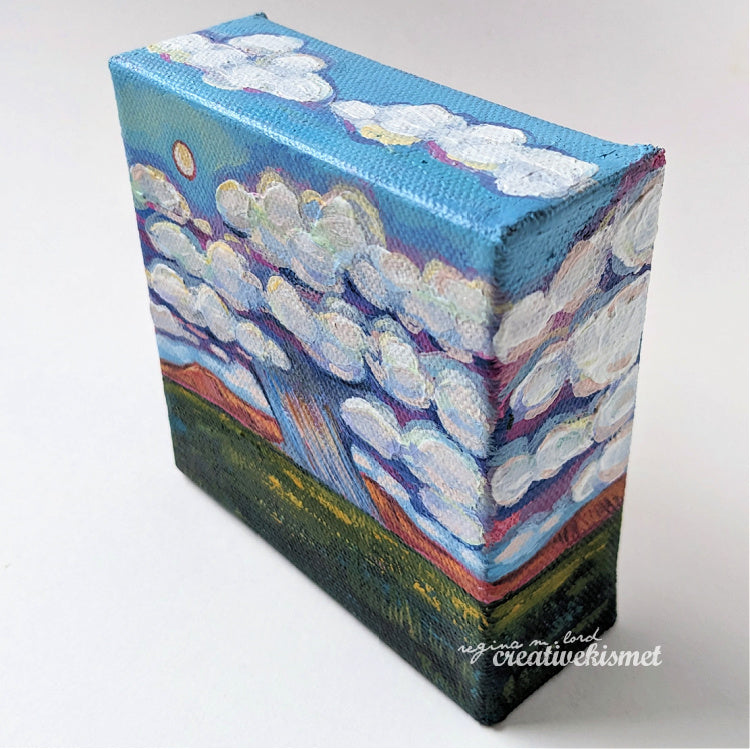 Mini Arizona Landscape - Monsoon Pass - 4 x 4 Original Artwork