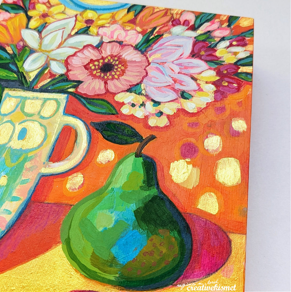 Golden Pear Bouquet - 5 x 7 Original Artwork