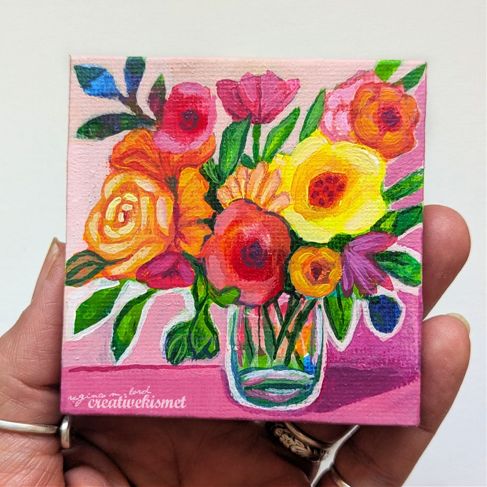 Mini Bouquet - Timeless Blooms - 3 x 3 Original Art
