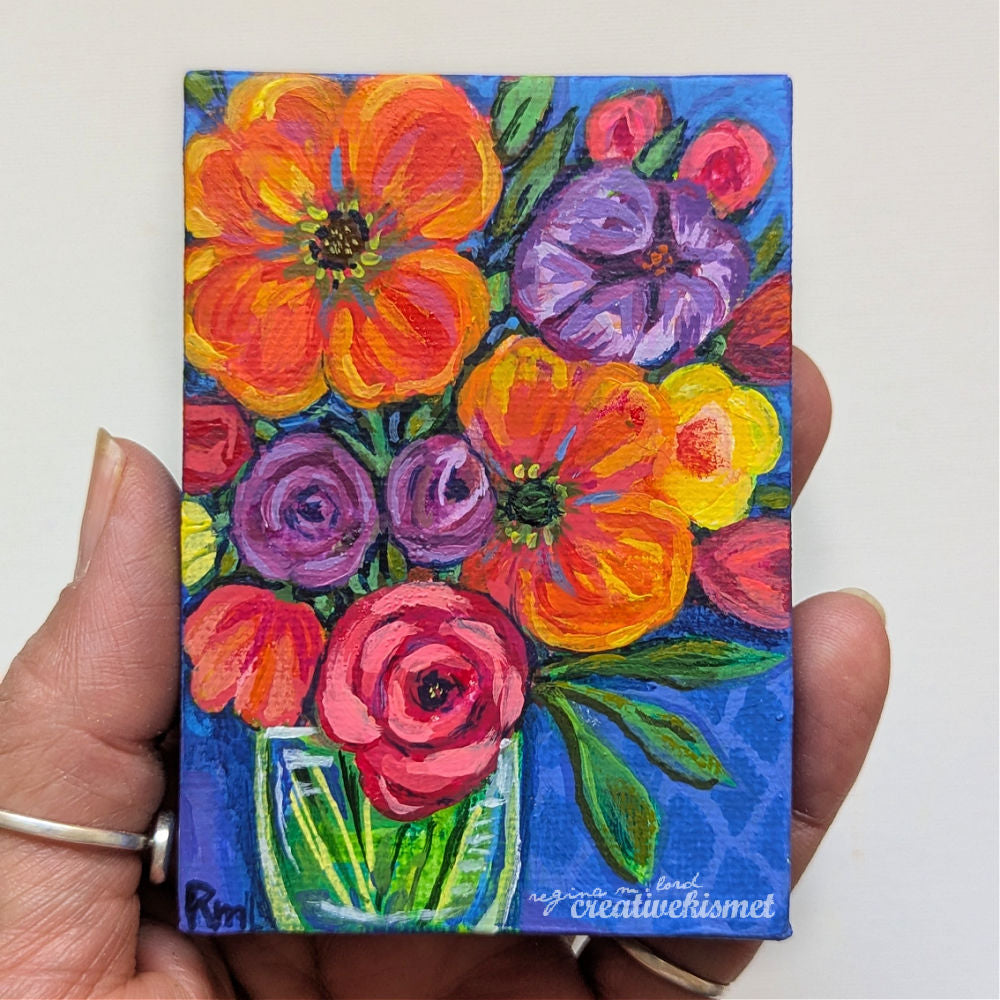 Mini Bouquet - Radiant Silence - 2.5 x 3.5 Original Art