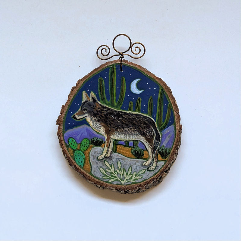 2025 Wood Slice Ornament - Desert Coyote