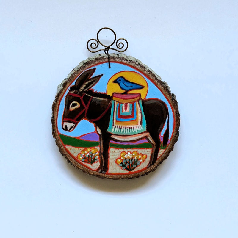 2025 Wood Slice Ornament - Bird Donkey