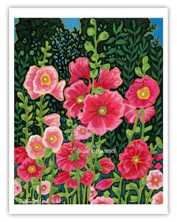 Hollyhocks - Art Print