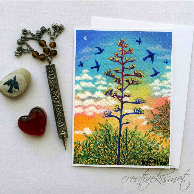 Agave Sunset - 5x7 Art Card with Envelope