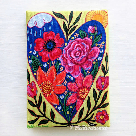 Canvas Block Print - Flower Love