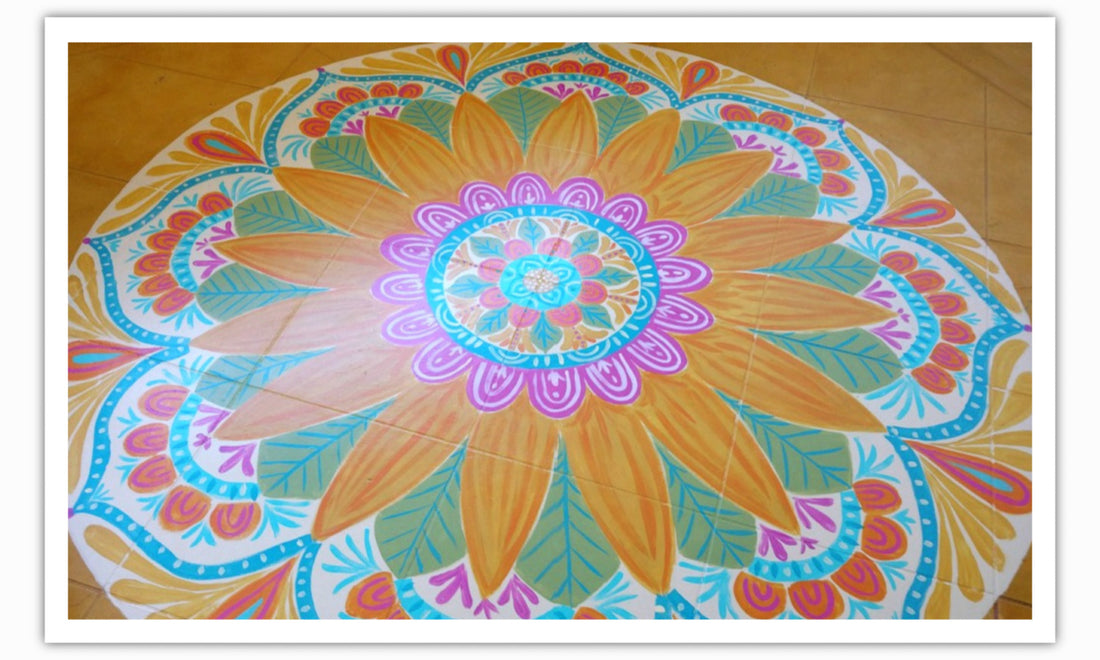 Art studio hand painted floor mandala