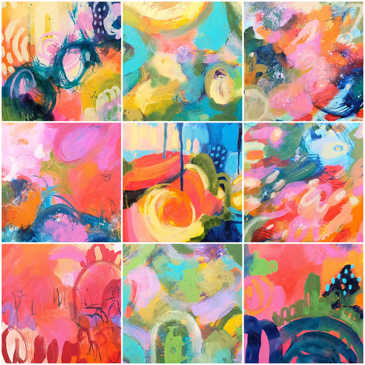 Abstract acrylic underpaintings by Regina Lord of Creative Kismet