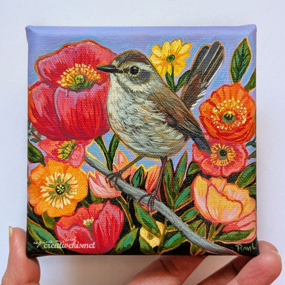 Moustached Warbler - 5 x 5 Original Art