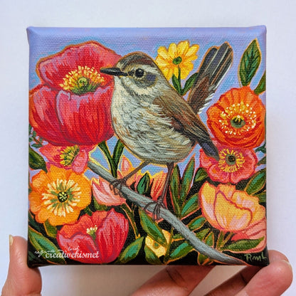 Moustached Warbler - 5 x 5 Original Art