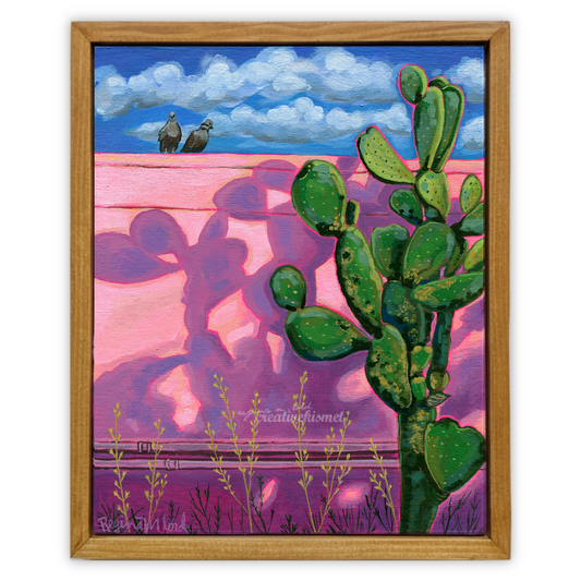 Pink Shadow Wall - Framed Original Artwork