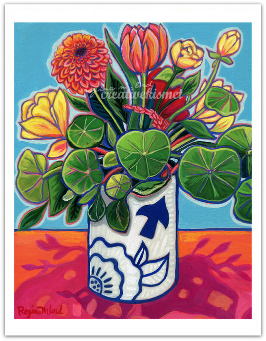 Nasturtium Leaf Bouquet - Art Print