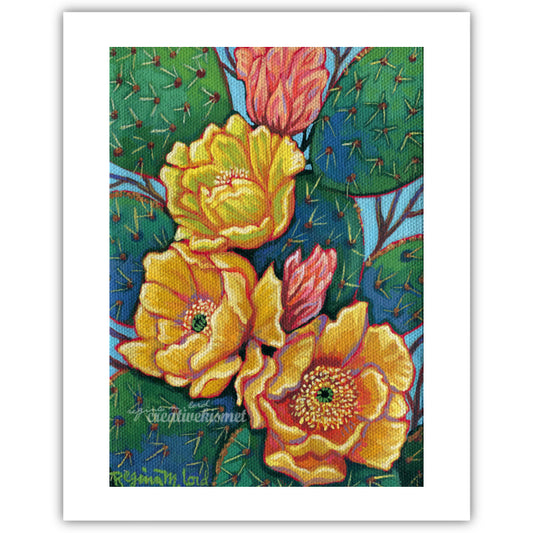 Yellow Cactus Blooms- Art Print