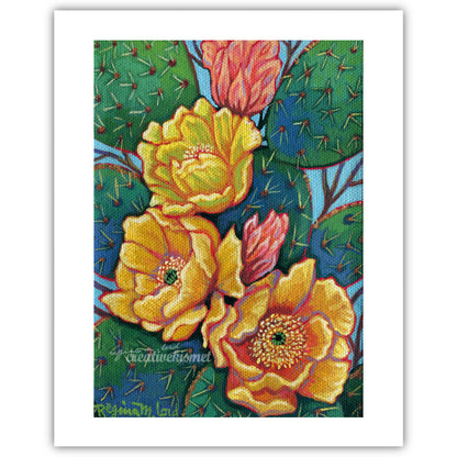 Yellow Cactus Blooms- Art Print