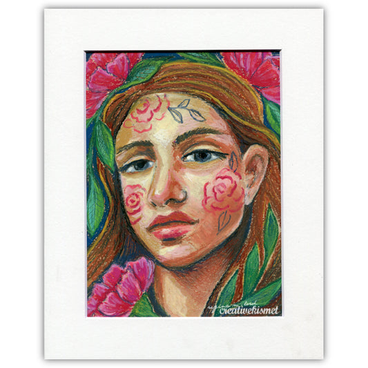 Rosy Cheeks - 8 x 10 Matted Original Oil Pastel Painting