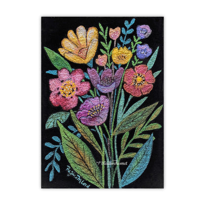 Sparkly Flowers - 5 x 7 Original Painting