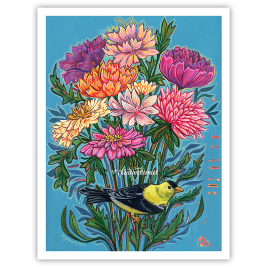 Goldfinch Bouquet - Art Print