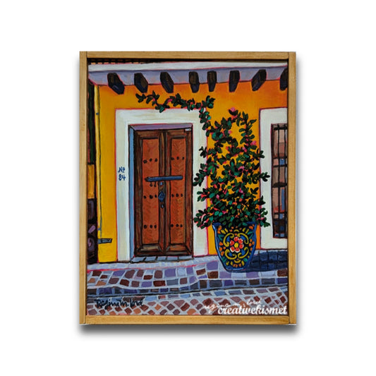 Door in Guanajuato - Framed Original Painting