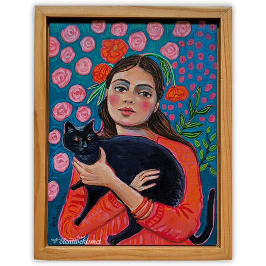 Cat Lady - 6 x 8 Original Art