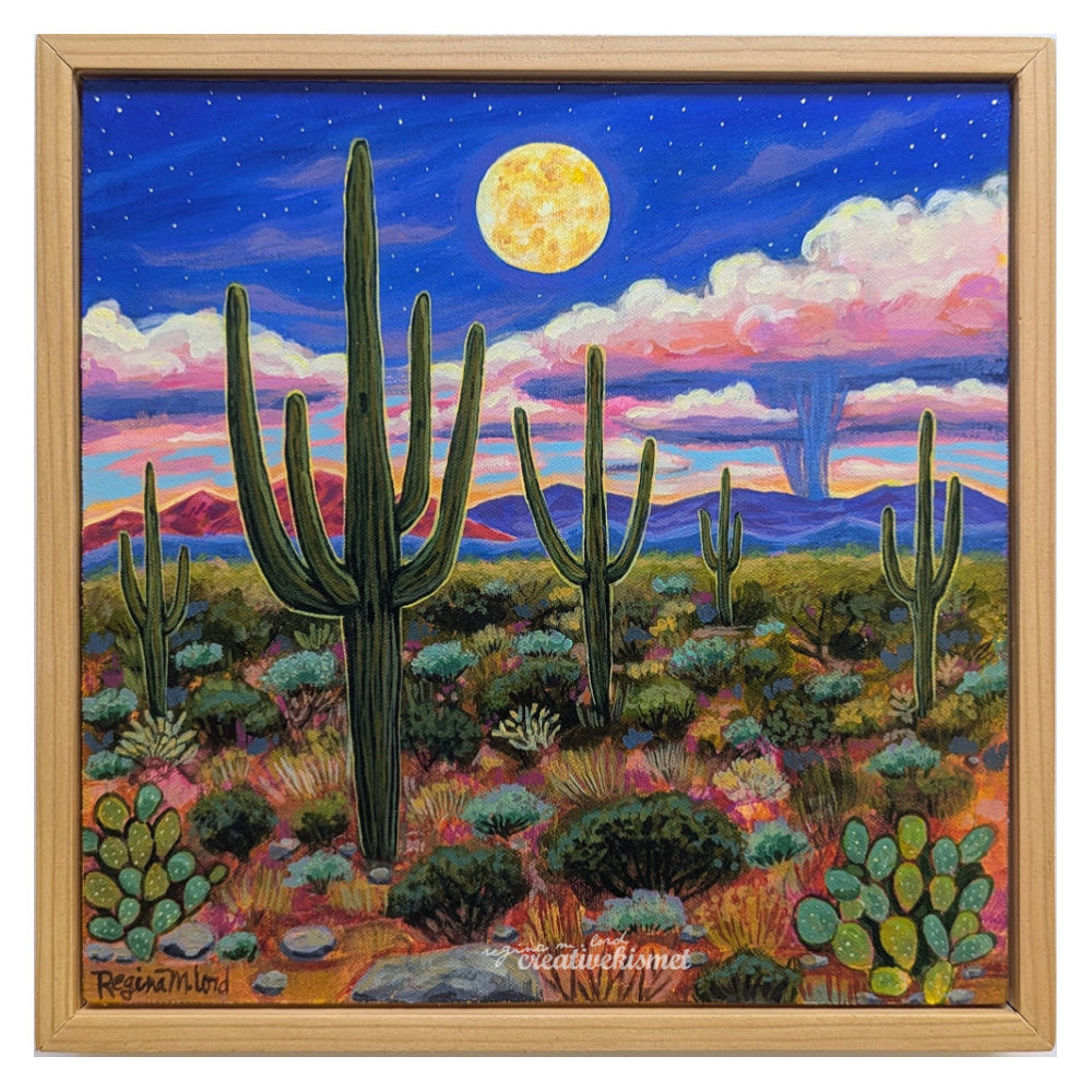 Golden Desert Moon Glow - 10 x 10 Original Artwork
