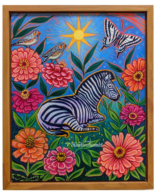 Zebra Land - 8 x 10 Framed Original Artwork